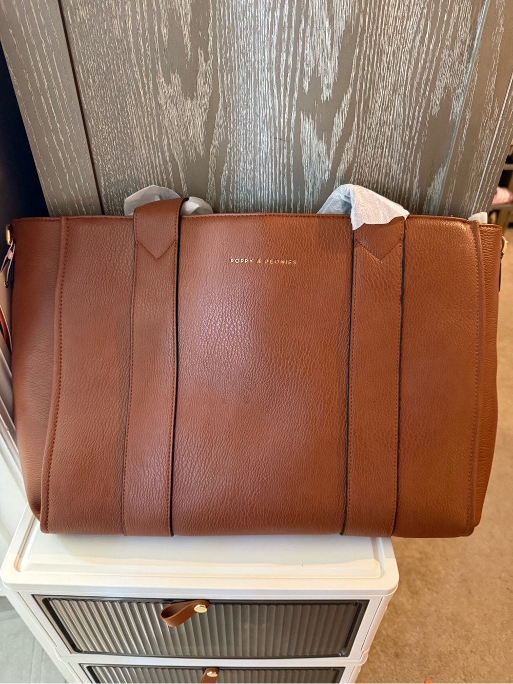 Poppy & Peonies Multitasker Tote in Chestnut - NWT